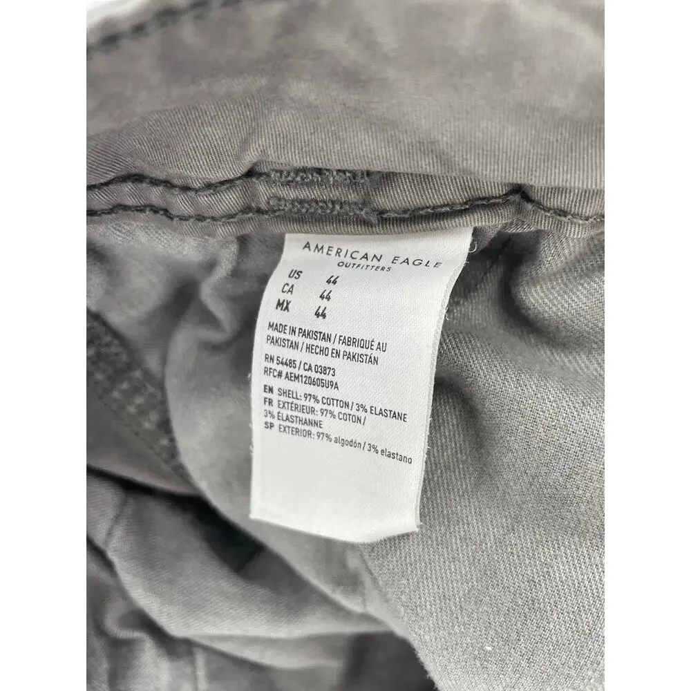 American Eagle Chino Shorts Men’s 44 Adjustable Waist Khaki Grey Flex